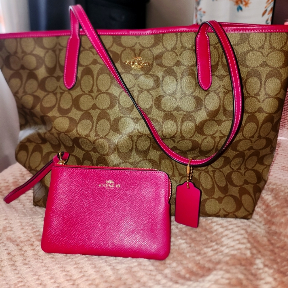 Large Coach shoulder bag and wristlet